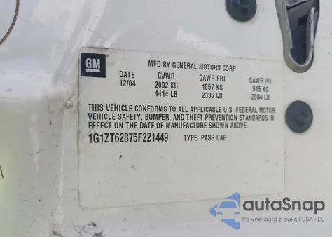 2005 Chevrolet Malibu Maxx Ls из США, поврежденный, VIN 1G1ZT62875F221449